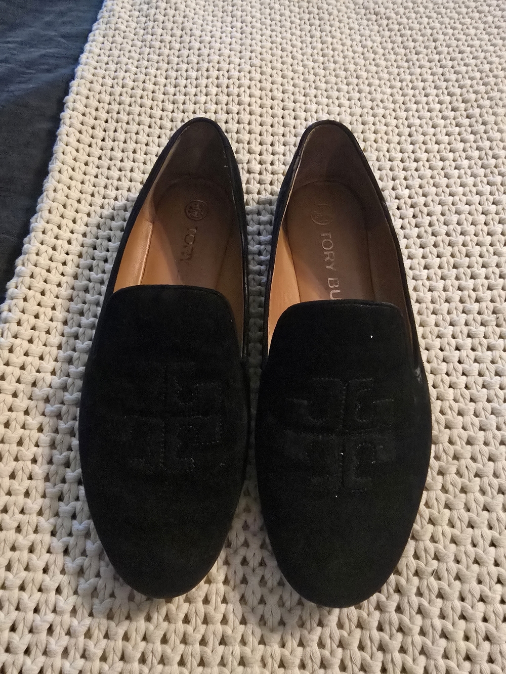 Tory Burch Women's Black Suede Loafers - Slip-On Dress Shoes